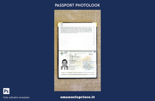 modello di aspetto fotografico del passaporto portoghese in stile verificato ().
